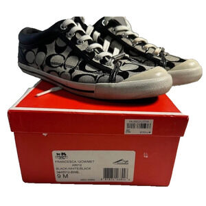 Coach Francesca A5012 Signature Canvas Sneakers Black White Women Size 9 w/ Box